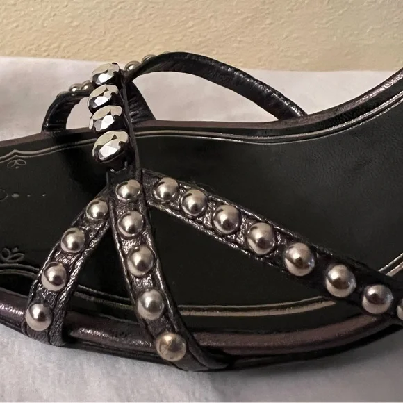 Prada Studded Ankle Strap Heels, Black, Size 39-1/2 (9-1/2 US,) GUC - Picture 10 of 15